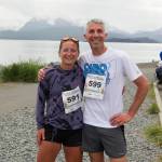 Aria Paxton and Dave Giammar were the top female and male runners of the 2021 Homer Spit Run half marathon on June 26. (Photo by Sarah Knapp/Homer News)