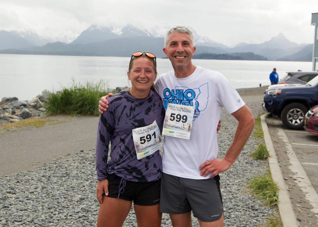 Aria Paxton and Dave Giammar were the top female and male runners of the 2021 Homer Spit Run half marathon on June 26. (Photo by Sarah Knapp/Homer News)
