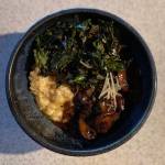 This rich Parmesan risotto makes a creamy base for mushrooms and kale. Photographed July 10, 2021, in Nikiski, Alaska. (Photo by Tressa Dale/Peninsula Clarion)