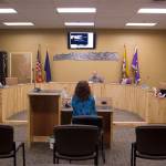 Jan Keiser, Homer Public Works director, testifies during the Homer City Council Committee of the Whole meeting on July 26 in the Cowles Council Chamber. (Photo by Sarah Knapp/Homer News)