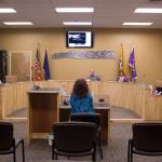Jan Keiser, Homer Public Works director, testifies during the Homer City Council Committee of the Whole meeting on July 26 in the Cowles Council Chamber. (Photo by Sarah Knapp/Homer News)