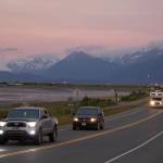 The Homer Spit is evacuated during the July 28 tsunami warning at about 10:50 p.m. (Photo by Sarah Knapp/Homer News)