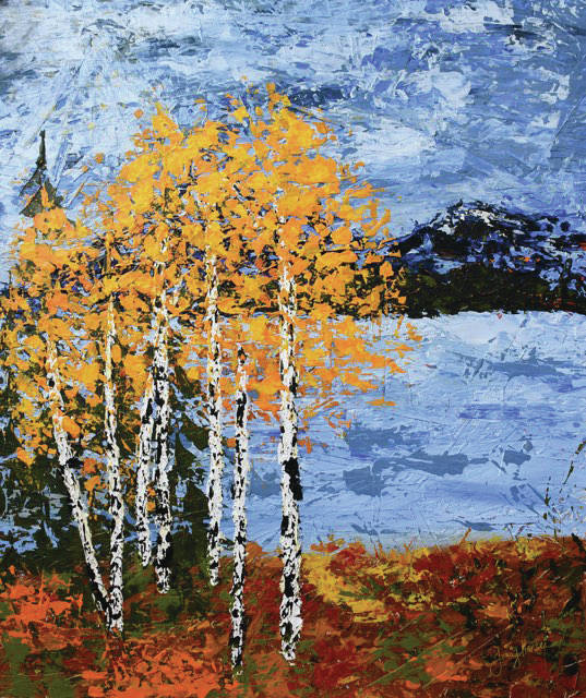 This painting by Tracy Hansen is part of her show opening Friday, Aug. 6, 2021, at Grace Ridge Brewing in Homer, Alaska. (Photo provided)