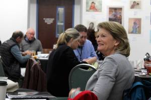 U.S. Sen. Lisa Murkowski attends a joint Soldotna and Kenai Chamber of Commerce Luncheon on Wednesday, May 5, 2021 in Kenai, Alaska. (Ashlyn OHara/Peninsula Clarion)