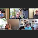 In this Zoom meeting screenshot, Homer City Council member Heath Smith, upper left, speaks on Monday, Aug. 23, 2021, at the Cowles Council Chambers at Homer City Hall, Homer, Alaska, while other council members attend remotely. Under the city's hybrid model, council members and the public can participate in meetings either remotely or in person. (Screenshot)