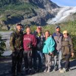Michael, Sarah, Pete, Becky, Will and Margaret take a picture in front of Exit Glacier in Seward on Aug. 21.