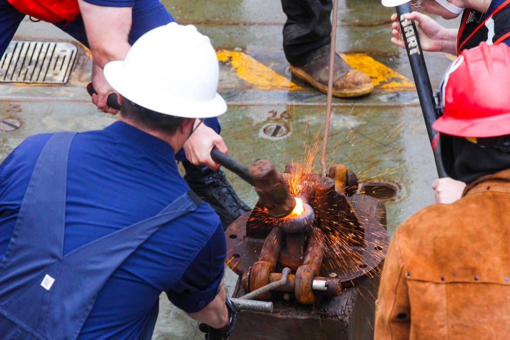 Michael S. Lockett / Juneau Empire
Coast Guardsmen compete in the heat and beat, one of the inter-vessel competitions during this years Buoy Tender Roundup.