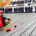 Rescue lines lay across the target dummy following a successful round in the line toss, one of the inter-vessel competitions during this years Buoy Tender Roundup at Sector Juneau, on Wednesday, Aug. 25, 2021. (Michael S. Lockett / Juneau Empire)