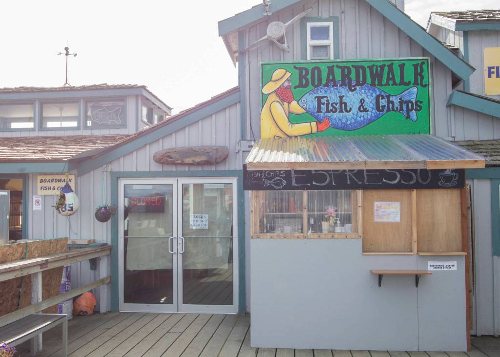Boardwalk Fish and Chips is now closed for the season. The restaurant is boarded up and the workers are ready for a break. (Photo by Sarah Knapp/Homer News)