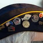 Eileen Faulkners military cover features Sept. 11 memorial pins. (Photo by Sarah Knapp/Homer News)