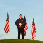Christie Hill prepares to play Taps during the 9/11 memorial service on Saturday. (Photo by Sarah Knapp/Homer News)