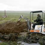 AP Photo / Al Grillo
A worker with the Pebble Mine project digs in the Bristol Bay region of Alaska near the village of Iliamma, Alaska. The U.S. Environmental Protection Agency announced Thursday, Sept. 9, 2021, it would seek to restart a process that could restrict mining in Alaskas Bristol Bay region, which is renowned for its salmon runs. The announcement is the latest in a long-running dispute over a proposed copper-and-gold mine in the southwest Alaska region.