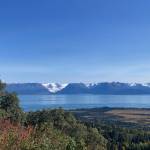 The beautiful weather last Saturday provided a clear view of Grewingk Glacier across Kachemak Bay from the Skyline Drive Overlook. (Photo by Sarah Knapp)