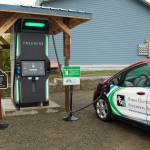 The very first FreeWire ultrafast Electric Vehicle charger in Alaska was installed at AJs Steakhouse last week. The charging station is the first of nine EV charging stations that will connect Homer to Fairbanks. (Photo by Sarah Knapp/Homer News)