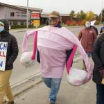 A person dressed as a uterus participates in the Homer Womens March on Saturday, Oct. 2. (Photo by Sarah Knapp/Homer News)