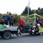The Homer High School senior class proudly shows off their float for the Homecoming Parade. (Photo by Sarah Knapp/Homer News)