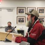Sterling parent Ryan Culbertson testifies before the Kenai Peninsula Borough School District Board of Education on Monday, Nov. 1, 2021 in Soldotna, Alaska. (Ashlyn OHara/Peninsula Clarion)