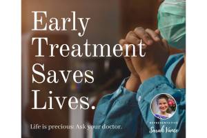 A poster from Rep. Sarah Vance, R-Homer, urging early treatment for COVID-19.