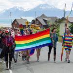 Photo by Sarah Knapp/Homer News
Members of Homers LGBTQ+ community and allies walk in the 2021 Pride march on Sunday, June 6, in Homer.
