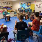 Eddie Wood leads a drumming class at West Homer Elementary School in early November. (Photo courtesy of West Homer Elementary School)