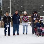 Eileen Faulkner, commander of the American Legion Post 16, addresses the crowd gather for Veterans Day and memorializes the sacrifice and service of all veterans. (Photo by Sarah Knapp/Homer News)