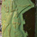 One side of the Lost & Loved Memorial Bench is covered in a layor of rubber mold that will be used to shape the concrete once its poured. (Photo by Sarah Knapp/Homer News)