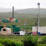 In this July 13, 2007, file photo, workers with the Pebble Mine project test drill in the Bristol Bay region of Alaska, near the village of Iliamma. The U.S. Environmental Protection Agency announced Thursday, Sept. 9, 2021, it would seek to restart a process that could restrict mining in Alaska's Bristol Bay region, which is renowned for its salmon runs. The announcement is the latest in a long-running dispute over a proposed copper-and-gold mine in the southwest Alaska region. (AP Photo/Al Grillo, File)