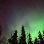The reward of cold weather are the displays of the aurora borealis, like this one taken this fall on the Kenai. (Photo by K. Inman/FWS)