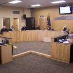 The Homer City Council discusses finances during the Monday, Dec. 13, 2021, meeting, in the Cowles Council Chambers, City Hall, in Homer, Alaska. (Photo by Sarah Knapp/Homer News)