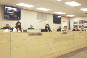 The Kenai Peninsula Borough School District Board of Education meets on Monday, Dec. 6, 2021 in Soldotna, Alaska. (Ashlyn O'Hara/Peninsula Clarion)