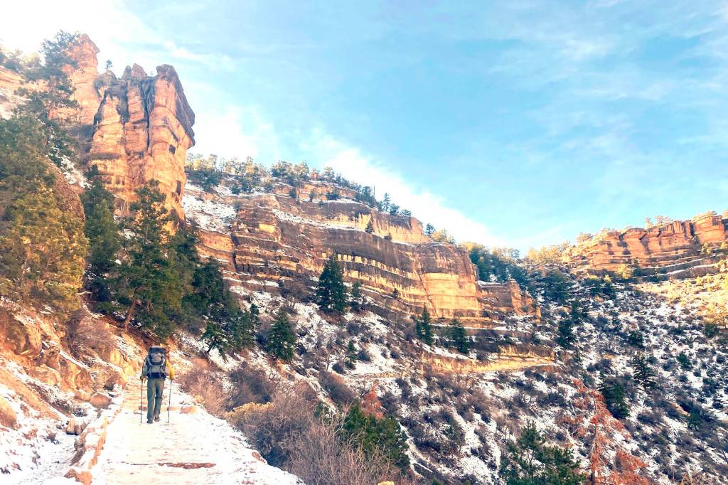 Patrick Lewis hikes out of the Grand Canyon on a recent five-day trip to the National Park. (Photo by Kat Sorensen)