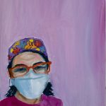 Dr. Sami Alis painting of a healthcare worker is part of her show, The Mind of A Healthcare Worker During the COVID-19 Pandemic, opening Friday, Jan. 7, 2022, at the Homer Council on the Arts. (Photo by Amber Johnson)