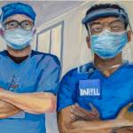 Dr. Sami Ali's painting of two healthcare workers is part of her show, "The Mind of A Healthcare Worker During the COVID-19 Pandemic," opening Friday, Jan. 7, 2022, at the Homer Council on the Arts. (Photo by Amber Johnson)