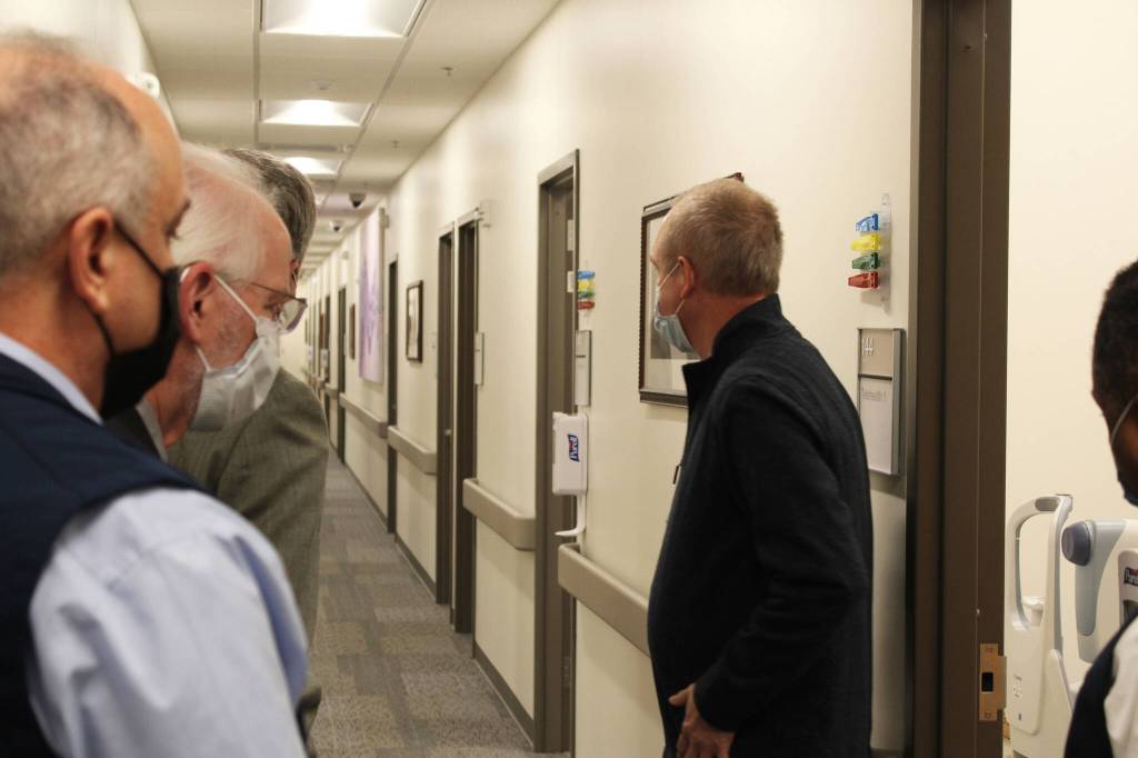 Tom Steinbrunner leads a tour of the Soldotna Community Based Outpatient Clinic on Wednesday, Dec. 29, 2021 in Soldotna, Alaska. (Ashlyn OHara/Peninsula Clarion)