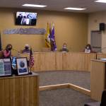 The Homer City Council asks Jan Keiser, Public Works Department director, questions about the Homer Green Infrastructure Management System during the Jan. 10, 2022, worksession. (Photo by Sarah Knapp/Homer News)