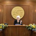 House Speaker Louise Stutes, R-Kodiak, gave a stern warning about decorum to members of the Alaska House of Representatives on the first day of the legislative session on Tuesday, Jan 18, 2022. Last year the Legislature was so divided it took a full regular session and four special sessions before work was completed. (Peter Segall / Juneau Empire)