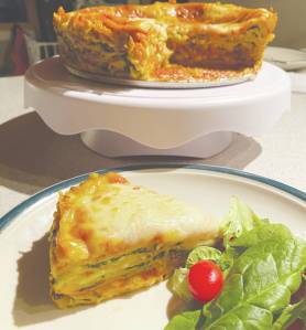 Photo by Tressa Dale/Peninsula Clarion 
The secret to this homemade vegetarian lasagna is the addition of fresh noodles from scratch.