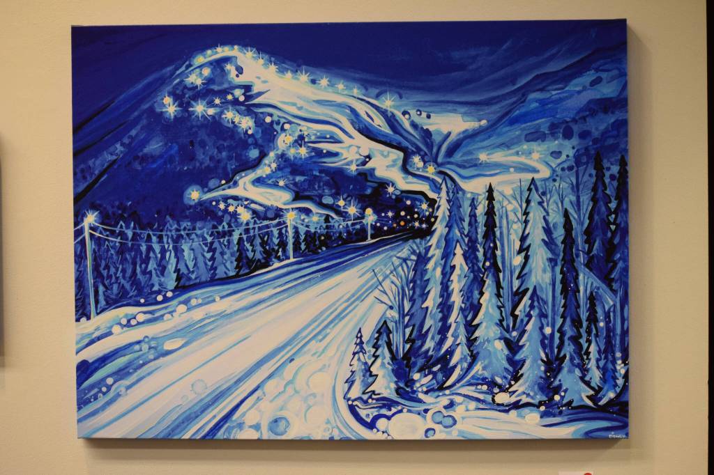 Laura Deweys art is on display at the Kenai Chamber of Commerce and Visitor Center on Wednesday, Jan. 19, 2022. (Camille Botello/Peninsula Clarion)