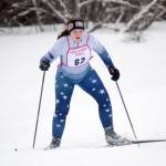 Jeff Helminiak/Peninsula Clarion 
Soldotnas Alexis Wells skates to 39th place in the junior varsity freestyle race at the Kardinal Klassic at the Kenai Golf Course on Friday in Kenai.