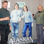 Dana Zigmund / Juneau Empire
Geoff and Marcy Larson stand near a cutout of themselves in the mid-1980s at the Alaskan Brewing Co. Tap Room on Feb. 4. The brewery is celebrating 35 years of operation this year.
