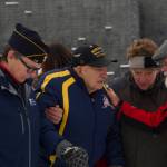 Toras Fisk is thanked for his service after the 2021 Veterans Day ceremony at the Alaska Islands and Ocean Center on Nov. 11. (Photo by Sarah Knapp/Homer News)