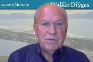Former Gov. Bill Walker discusses his gubernatorial campaign with the Citizens AKtion Network on Feb. 17. (Screenshot from meeting)