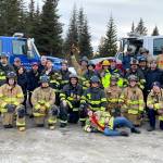 The participants of the Firefighter-1, Hazardous Materials Awareness, and Hazardous Materials Operations class pose with emergency services instructors, test proctors and the state certifying officer after completing the state-administered exam on Feb. 19. (Photo provided by Eric Schultz)
