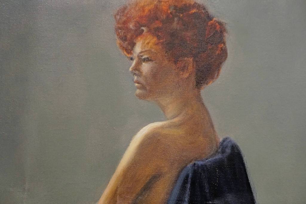 Selected Works and Sketches by Gaye Wolfe, showing at the Homer Council on the Arts through March, has several nude sketches and paintings, such as a cropped view of this painting. (Photo by Michael Armstrong/Homer News)