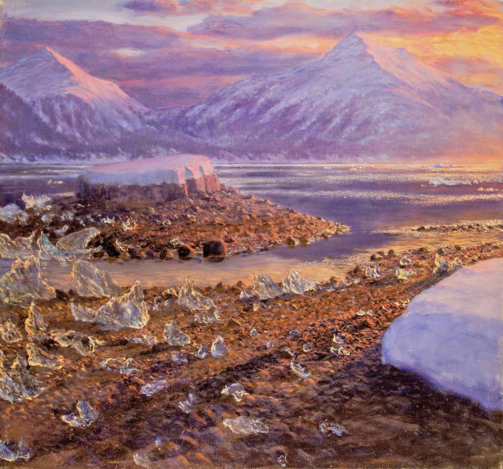 Photo by Milo Burcham 
A painting from Cordova artist David Rosenthals show opening on Friday, April 1, 2022, at the Pratt Museum & Park in Homer, Alaska.