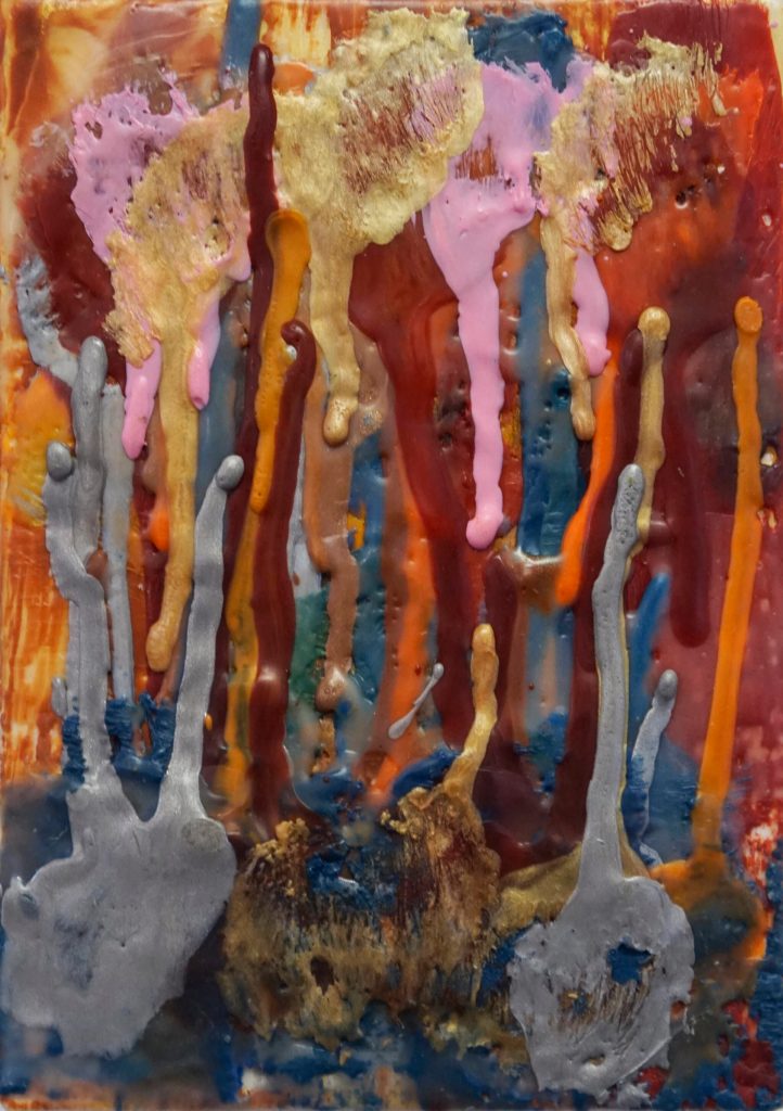 Ames Emmanual Kincaid's "No Gravity" is an encaustic painting. (Photo by Michael Armstrong/Homer News)