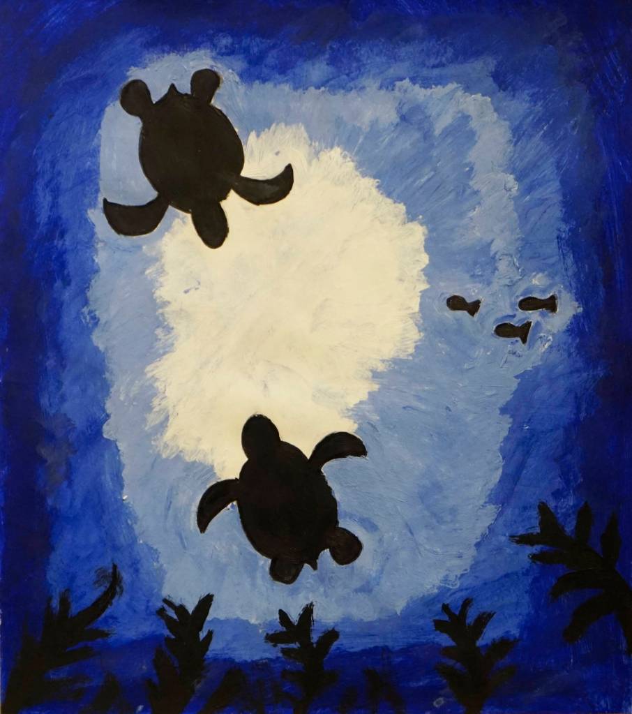 Grade 10 Voznesenka School student Anastasia Reutov's acrylic and marker painting. (Photo by Michael Armstrong/Homer News)