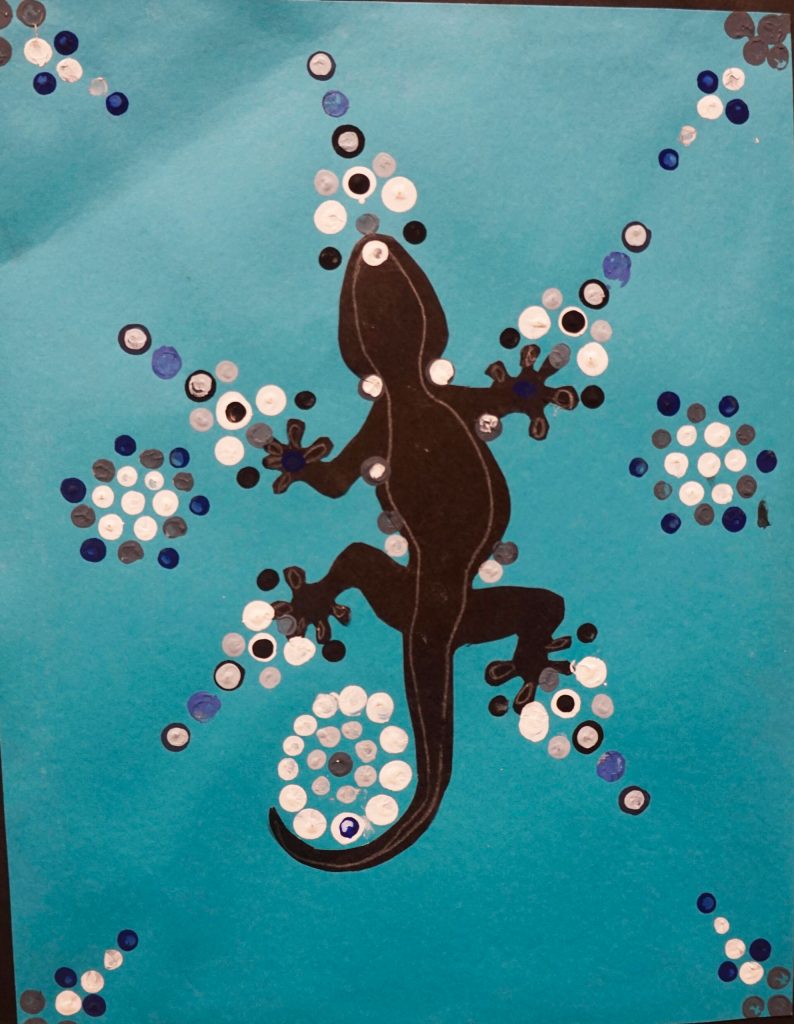 Grade 6 Fireweed Academy student Ayda Henry's acrylic and collage painting. (Photo by Michael Armstrong/Homer News)