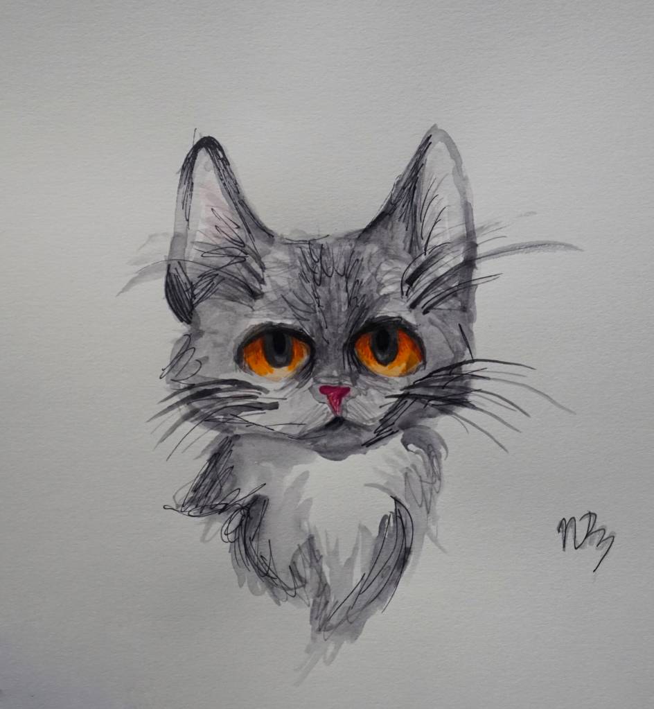 Grade 6 Voznesenka School student Nionilla Reutov's "Feline Friend." (Photo by Michael Armstrong/Homer News)