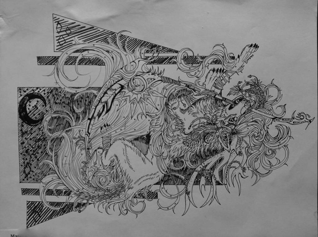 Grade 11 Voznesenka School student Manefa Martushev's "Galaxy Wolf." (Photo by Michael Armstrong/Homer News)